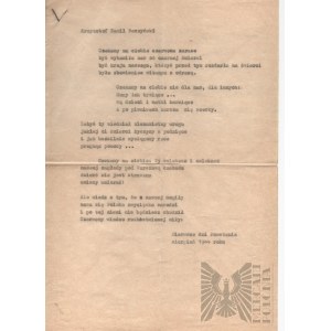 Umschlag mit Abschriften von zwei patriotischen Gedichten - Miłosz, Szczepański