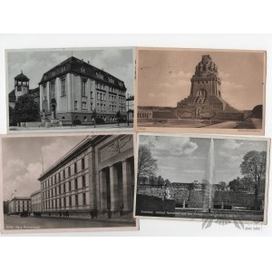 2WW- Satz von 7 deutschen Postkarten mit interessanten Briefmarken, 1931-41