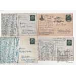 2WW- Satz von 7 deutschen Postkarten mit interessanten Briefmarken, 1931-41