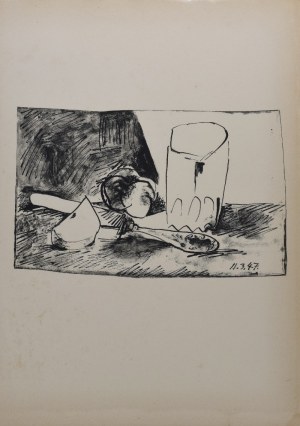 Pablo PICASSO (1881-1973), Pommes, verre et couteau