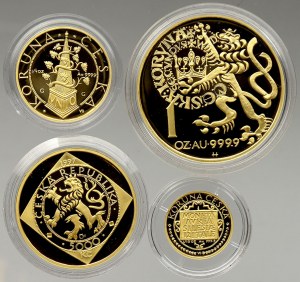 Česká republika (od 1993), 1000 Kč, 2500 Kč, 5000 Kč, 10000 Kč 1997 Koruna česká. sada zlatých pamětních mincí