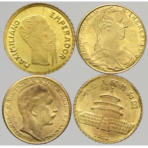 Různé, Zlaté miniatury mincí Rakouska, Německa, Mexika a Číny