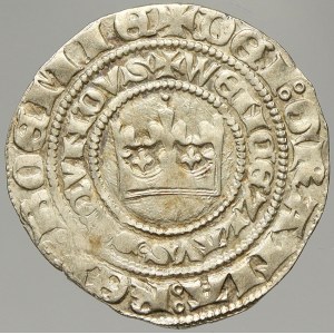 Václav II. (1278 - 1305), Pražský groš (3,73 g), ve slově PRAGENSES za P kroužek