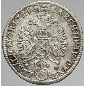 Karel VI. (1711-40), 3 krejcar 1721 Praha - Scharff