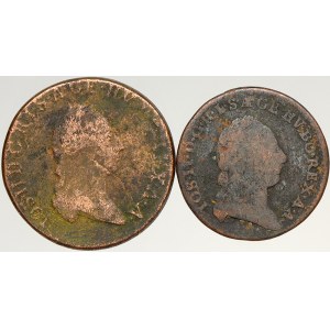 Josef II. (1765-80-90), Cu 1 krejcar 1790 S, 1/2 krejcar 1781 S