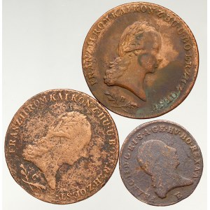 František II./I. (1792-1835), Cu 6 krejcar 1800 B, C, 1 krejcar 1800 E