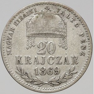 Konvenční měna, 20 krejcar 1869 KB (MAGYAR)