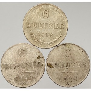 Konvenční měna, 6 krejcar 1848 A, 1849 A (2x)