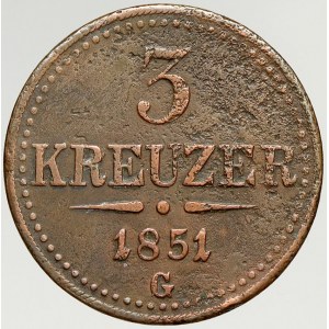 Konvenční měna, 3 krejcar 1851 G