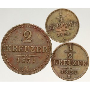 Konvenční měna, 2 + 1/2 + 1/4 krejcar 1851 A, B, A