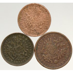Konvenční měna, 1 krejcar 1859 M, 5/10 krejcar 1860 A, 1885 b.zn.