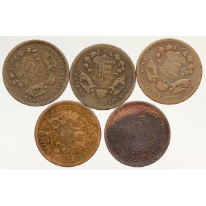 Konvenční měna, 1 krejcar 1860 B, 1868 KB (3x), 1885 KB