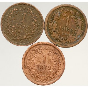 Konvenční měna, 1 krejcar 1868 KB, 1872 KB, 1878 KB (znak bez andělů)