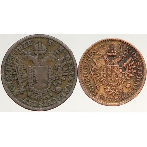 Konvenční měna, 1/2 krejcar 1851 B, 1/4 krejcar 1851 B