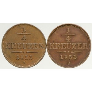 Konvenční měna, 1/4 krejcar 1851 A, 1851 B