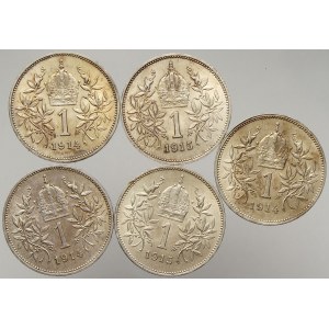 Korunová měna, 1 K 1914 (3x), 1915 (2x)