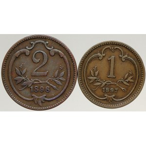 Korunová měna, 2 hal. 1898, 1 hal. 1897