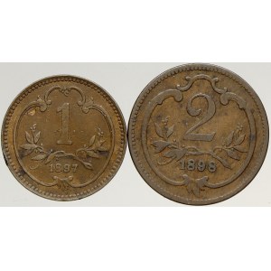 Korunová měna, 2 hal. 1898, 1 hal. 1897