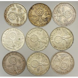 III. Říše, 2 M 1937 různé mincovny