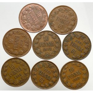 Finsko pod Ruskem, 10 penniä 1897, 1905, 07, 11, 14, 15, 16, 17