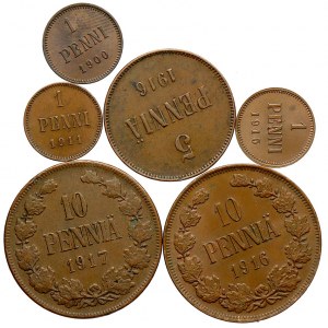Finsko pod Ruskem, 10 penniä 1916, 17, 5 penniä 1916, 1 penni 1900, 11, 15