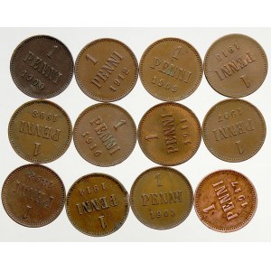 Finsko pod Ruskem, 1 penni 1898, 1900, 05, 07, 08, 09, 11, 12, 14, 15, 16, 17