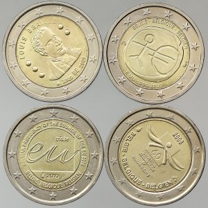 Belgie, 2€ 2010 předsednictví v Radě EU, 2009 hosp.a měn.unie, 2009 Louis Braille, 2008 všeob.dekl. lid. práv