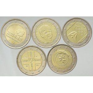 Belgie, 2€ 2016 mez.den pohřeš. dětí, 2016 olymp. Hry, 2015 evrop. rok pro rozvoj, 2014 červený kříž. 2014 1.sv.válka