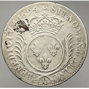 Francie, Ludvík XIV. (1643-1715). Ecu 1694 zn. minc. nečit.