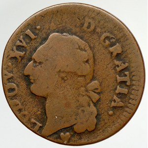 Francie, Ludvík XVI. (1774-1793). 1 sol 1785 zn. minc. nečit.