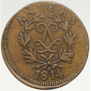 Francie, Ludvík XVIII. (1814-24). 10 centimes 1814 vojenský arzenál Antwerpy
