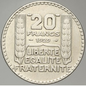 Francie, III. republika (1875 - 1940). 20 frank Ag 1929