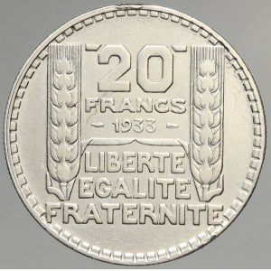 Francie, III. republika (1875 - 1940). 20 frank Ag 1933