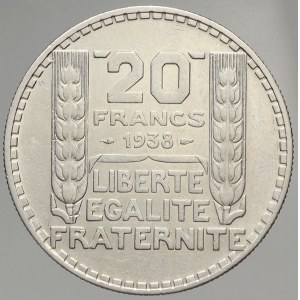 Francie, III. republika (1875 - 1940). 20 frank Ag 1938