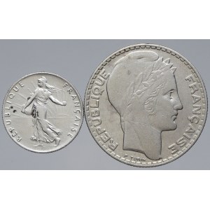 Francie, III. republika (1875 - 1940). 10 frank 1933, 50 centimes 1918