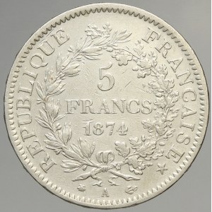 Francie, III. republika (1875 - 1940). 5 frank 1874 A