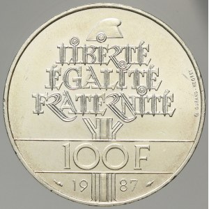 Francie, Republika (po r. 1940). 100 frank Ag 1987 La Fayette