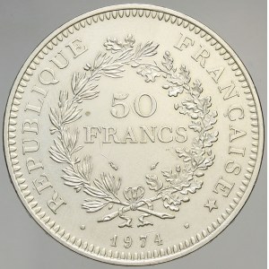 Francie, Republika (po r. 1940). 50 frank Ag 1974