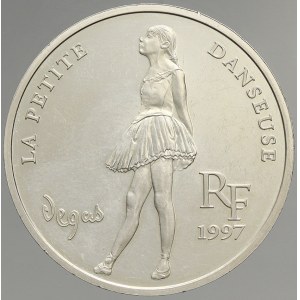 Francie, Republika (po r. 1940). 10 frank = 1 1/2 euro 1997 Degas- tanečnice