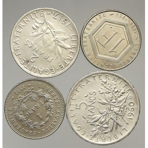 Francie, Republika (po r. 1940). 5 frank Ag 1960, 2 frank 1917, 1 frank 1988 De Gaulle, 1992 výročí republiky 200 let