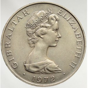 Gibraltar, Alžběta II. (1952-2022). 25 n. pence 1972 stříbrná svatba