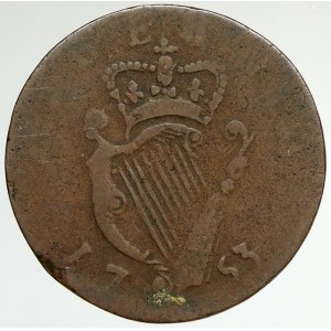Irsko, Jiří III. (1727-1760). 1/2 penny 1753