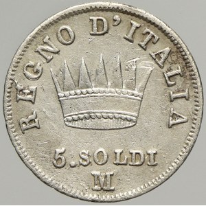 Itálie, Napoleon I. (1804-1814). 5 soldo 1810 M