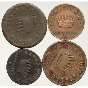 Itálie, Napoleon I. (1804-1814). 1 centesimi a 3 centesimi 1808-11
