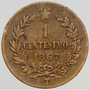 Itálie, Viktor Emanuel II. (1861-1878). 1 centesimo 1867 T