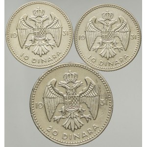 Jugoslávie, 20, 10 (2x) dinar 1931