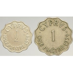 Kypr, Jiří V. 1 piastr 1934, 1/2 piastr 1934