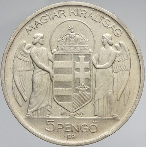 Maďarsko, 5 pengö 1939 Horty