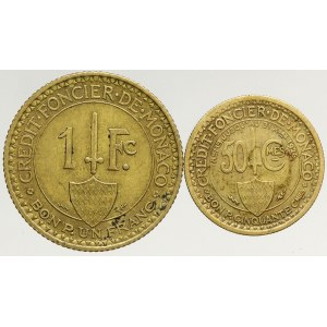 Monako, 50 centimes 1924, 1 Fr. 1926