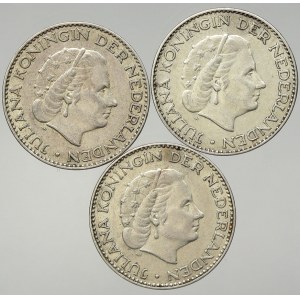 Nizozemí, Konvolut 1 guldenů 1954-1958 - vše Ag